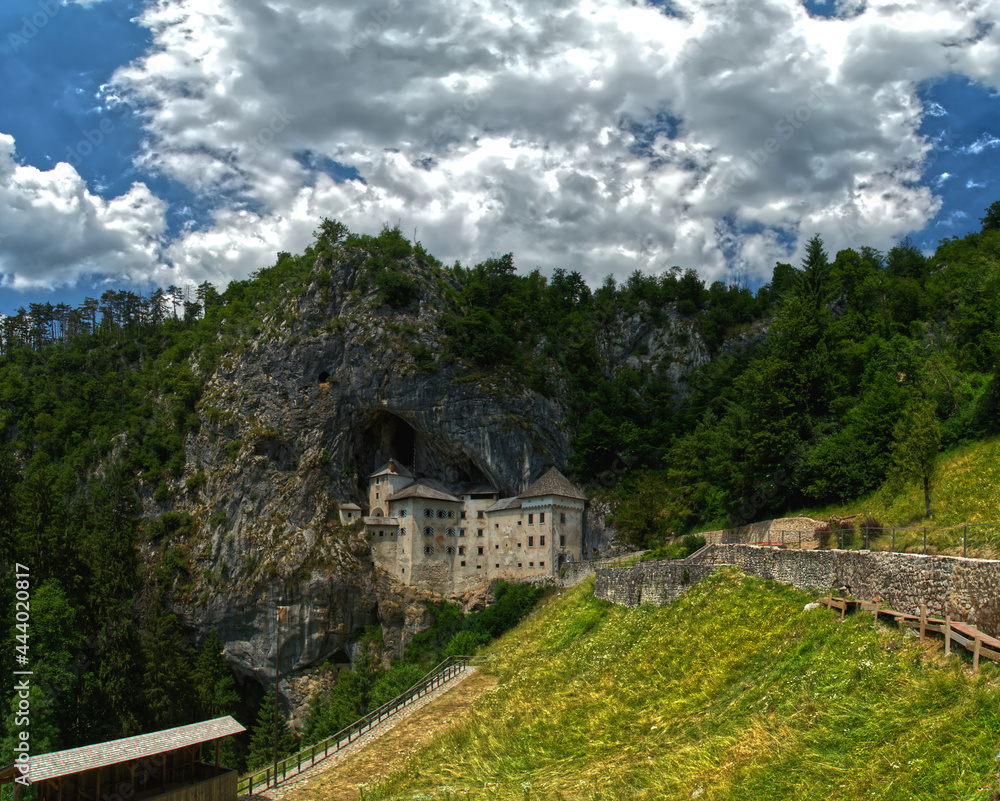 Predjama castle Slovenia the castle is a cave on a rock in HDR Predjama castle Slovenia the castle is a cave on a rock in HDR