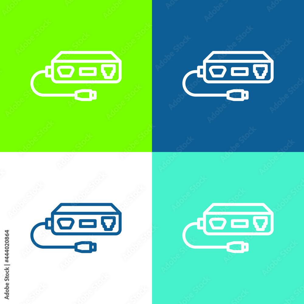 Adapter Flat four color minimal icon set Adapter Flat four color minimal icon set