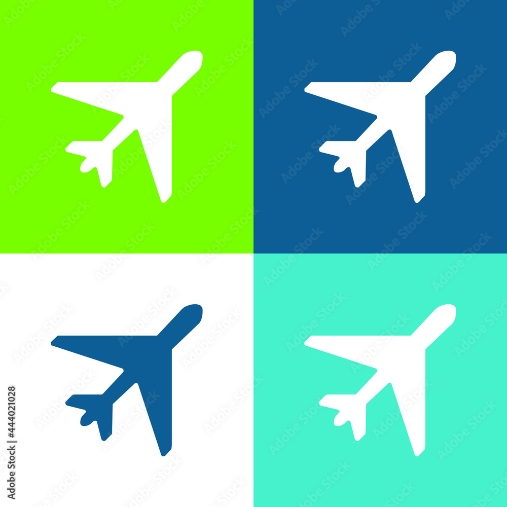 Airplane Flat four color minimal icon set