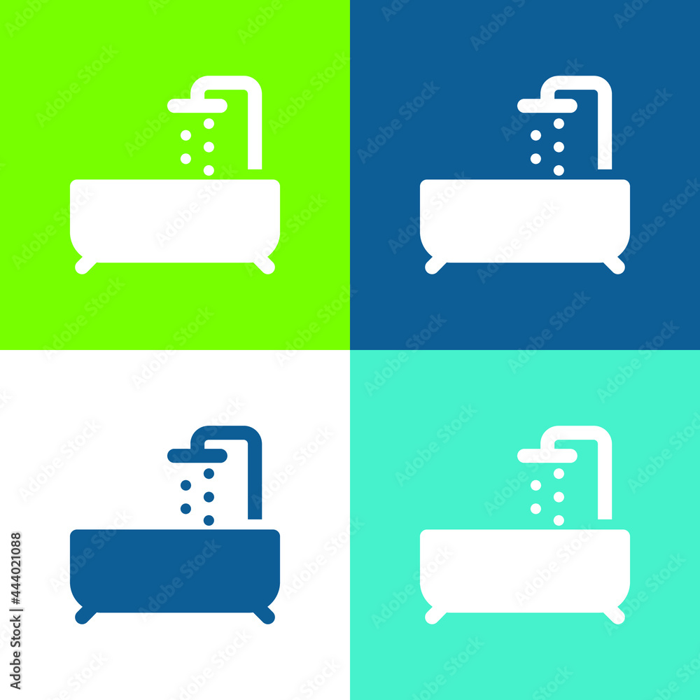 Bathtube Flat four color minimal icon set Bathtube Flat four color minimal icon set