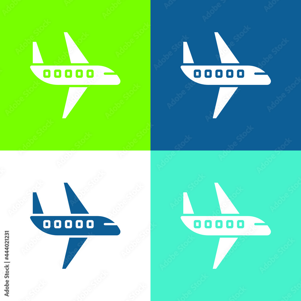Aeroplane Flat four color minimal icon set Aeroplane Flat four color minimal icon set