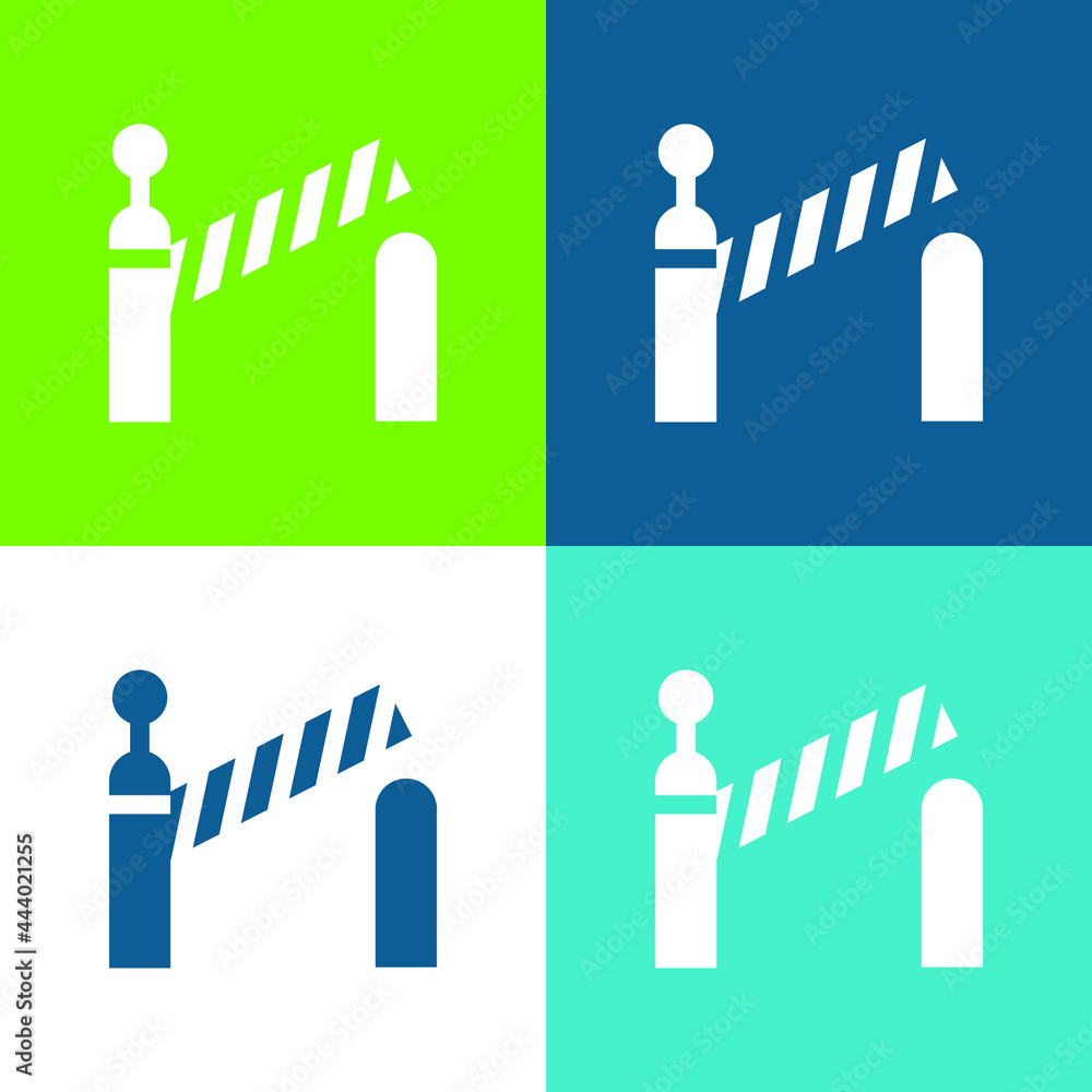 Barrier Flat four color minimal icon set Barrier Flat four color minimal icon set