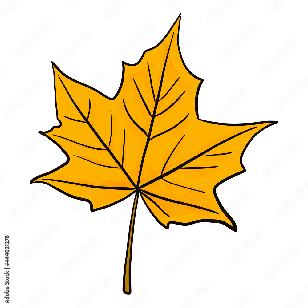 Bright yellow artistic maple leaf with watercolor texture vector illustration isolated on white background. Design element for autumn design. Fall graphic clip art Bright yellow artistic maple leaf with watercolor texture vector illustration isolated on white background. Design element for autumn design. Fall graphic clip art