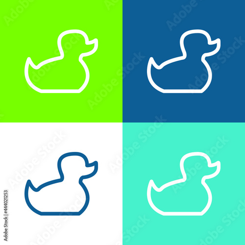 Baby Duck Toy Outline Flat four color minimal icon set