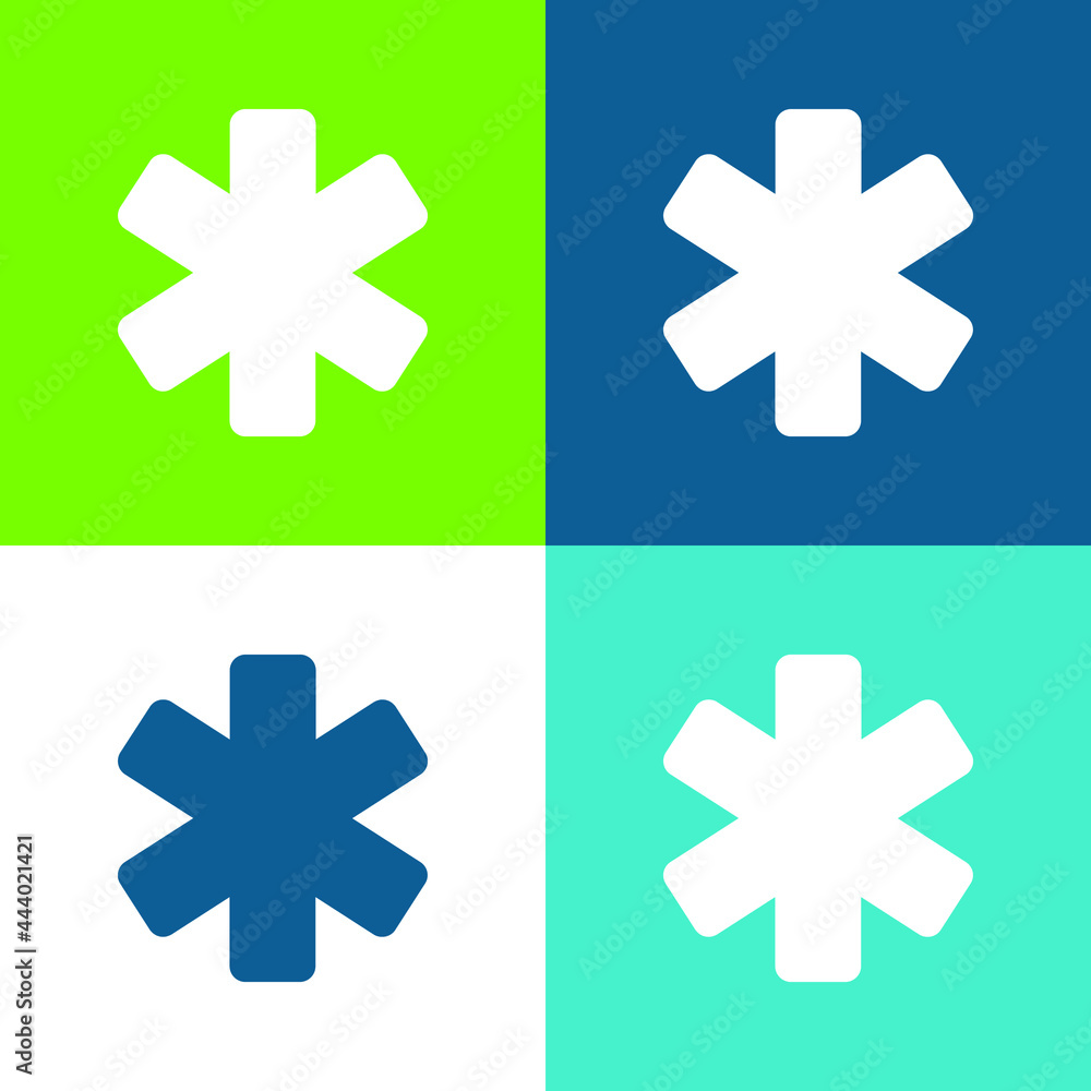 Obraz premium Asterisk Flat four color minimal icon set