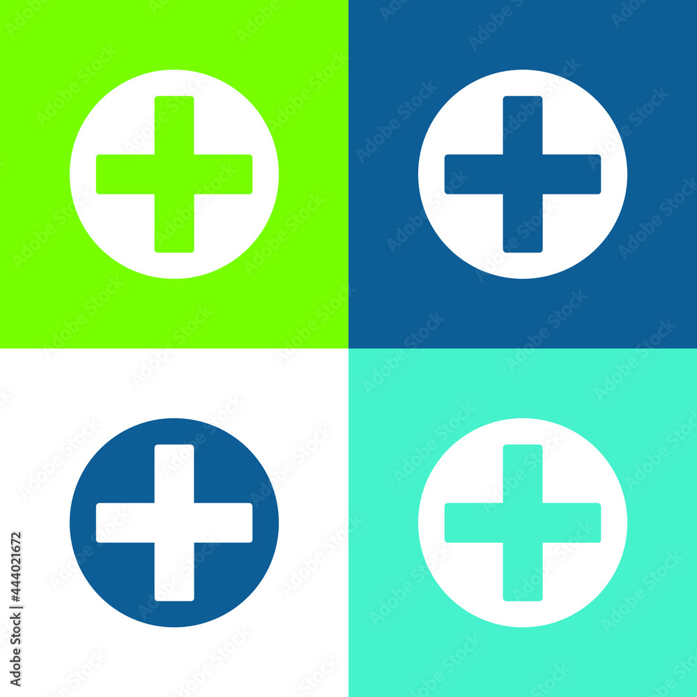 Fototapeta premium Add Button Circle Flat four color minimal icon set