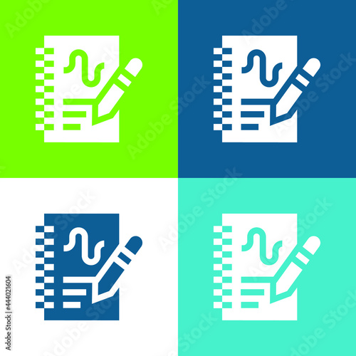 Analytics Flat four color minimal icon set