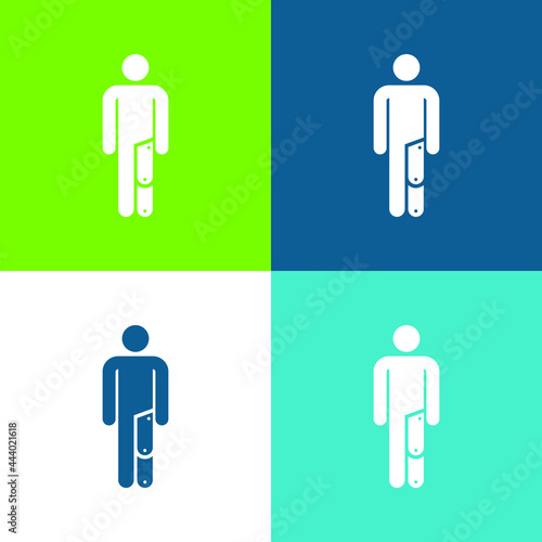 Amputee Flat four color minimal icon set
