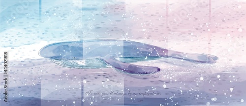 illustration hand painted watercolor style for home decoration Fiercely painted a whale with a stern look.