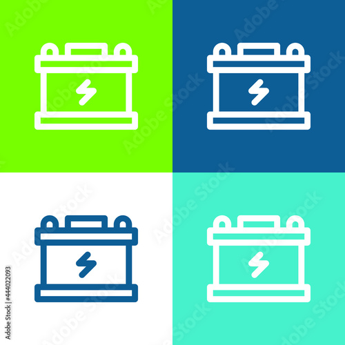 Battery Flat four color minimal icon set