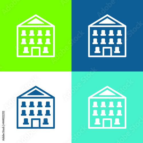 Appartment Flat four color minimal icon set