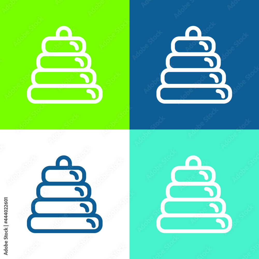 Baby Ring Tower Flat four color minimal icon set Baby Ring Tower Flat four color minimal icon set