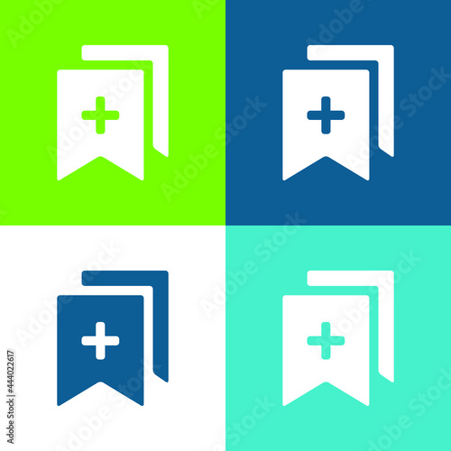 Add Bookmarks Flat four color minimal icon set