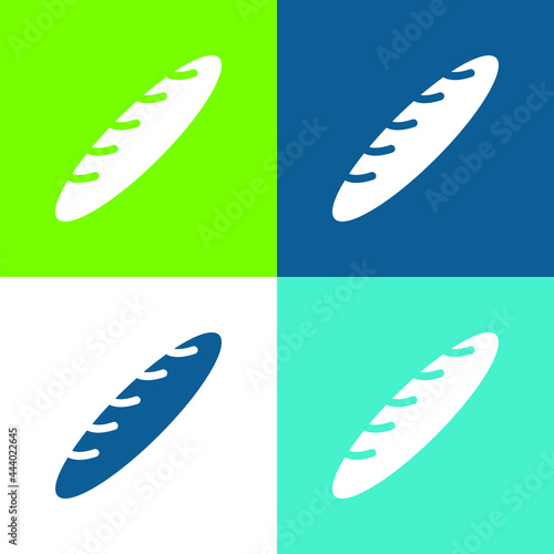 Baguette Flat four color minimal icon set