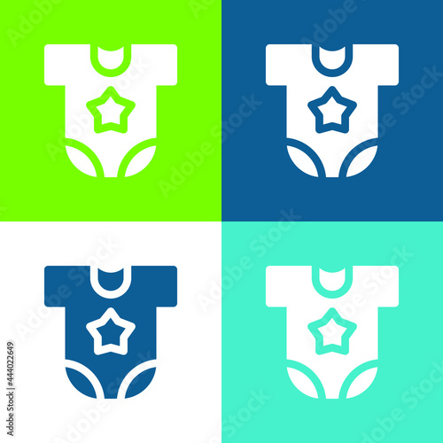 Baby Clothing Flat four color minimal icon set