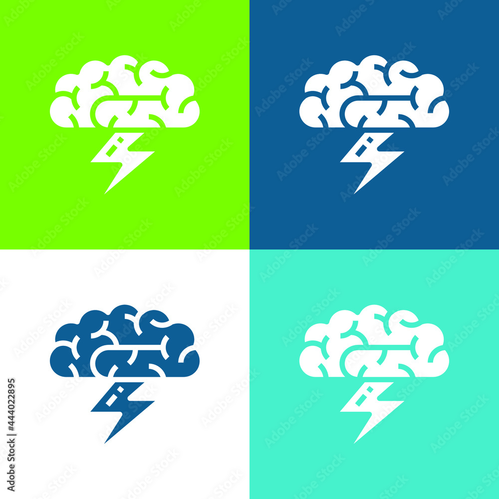 Obraz premium Brainstorm Flat four color minimal icon set