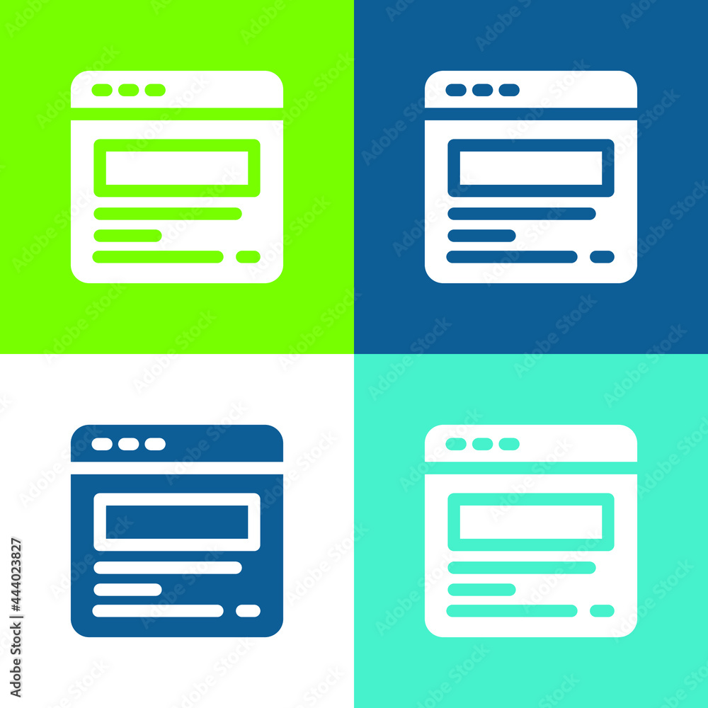 Blogging Flat four color minimal icon set