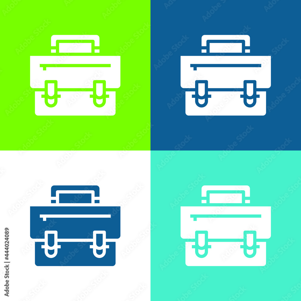 Briefcase Flat four color minimal icon set Briefcase Flat four color minimal icon set