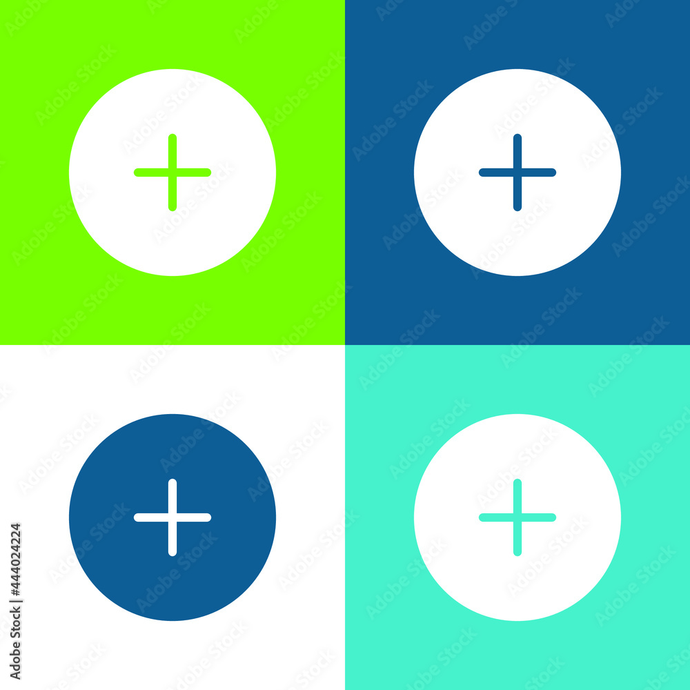 Add Round Button Flat four color minimal icon set Add Round Button Flat four color minimal icon set