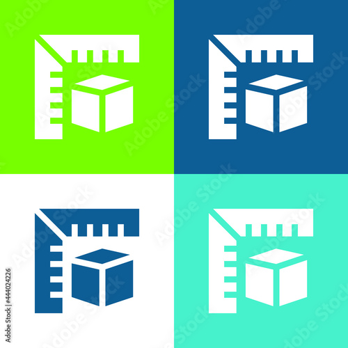 3d Modeling Flat four color minimal icon set