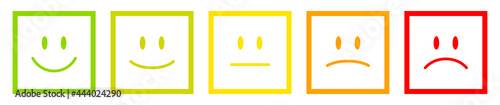Fünf Eckige Feedback Gesichter Kontur Grün Zu Rot