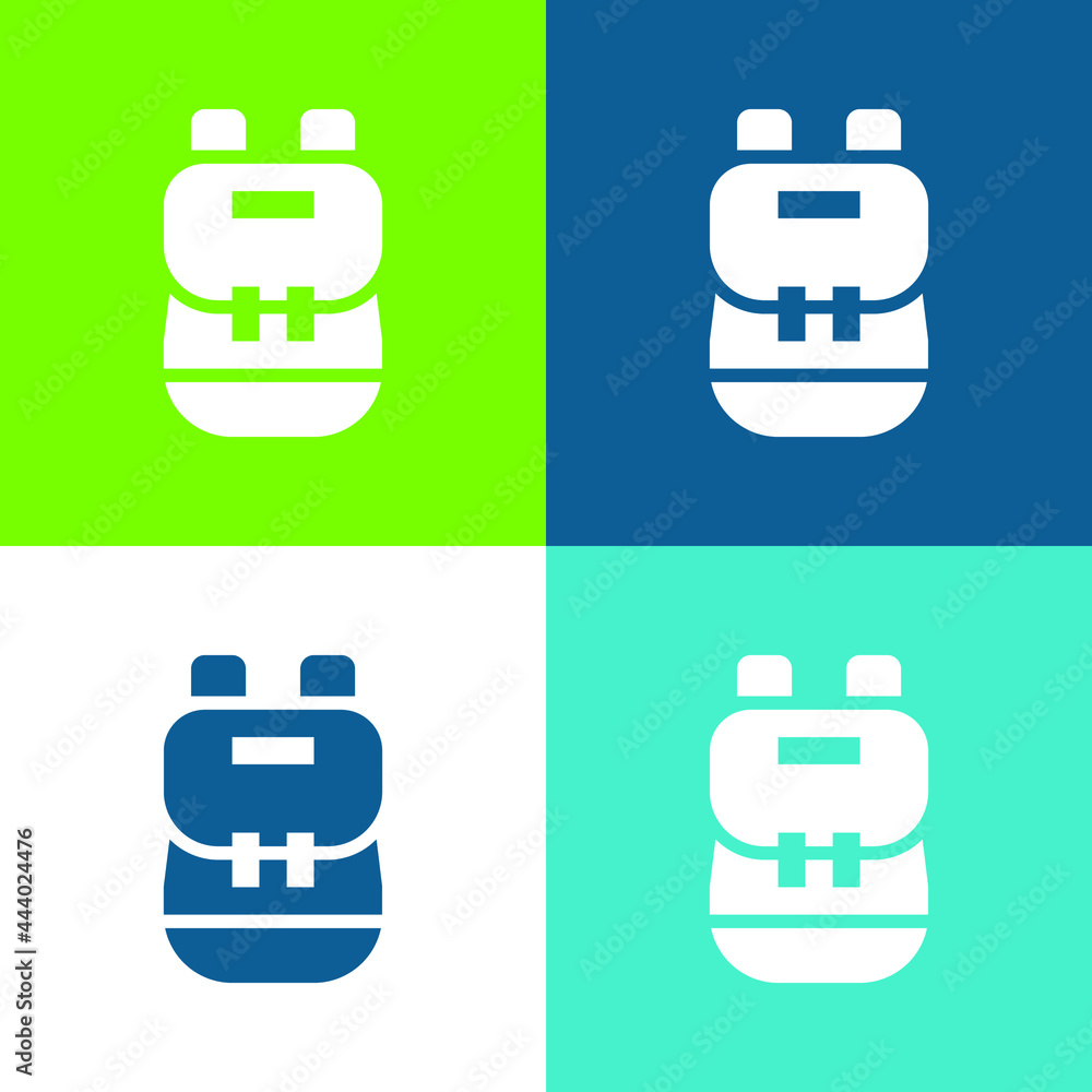 Backpack Flat four color minimal icon set Backpack Flat four color minimal icon set