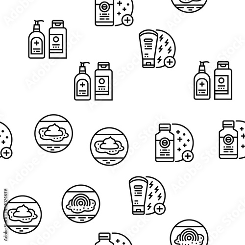 Eczema Disease Treat Vector Seamless Pattern Thin Line Illustration
