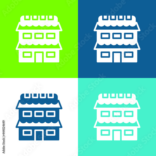 Appartment Flat four color minimal icon set