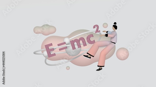 Physics variable and atom , trendy 3d illustration, 3d rendering.