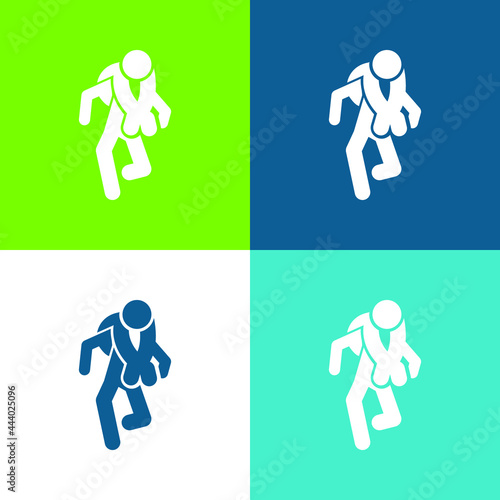 Adventure Sport Silhouettes Flat four color minimal icon set