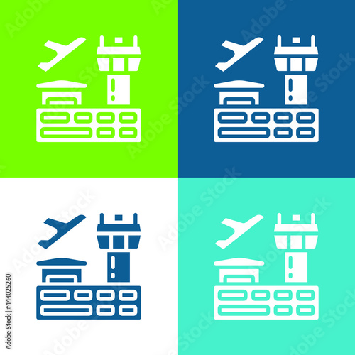 Airport Flat four color minimal icon set