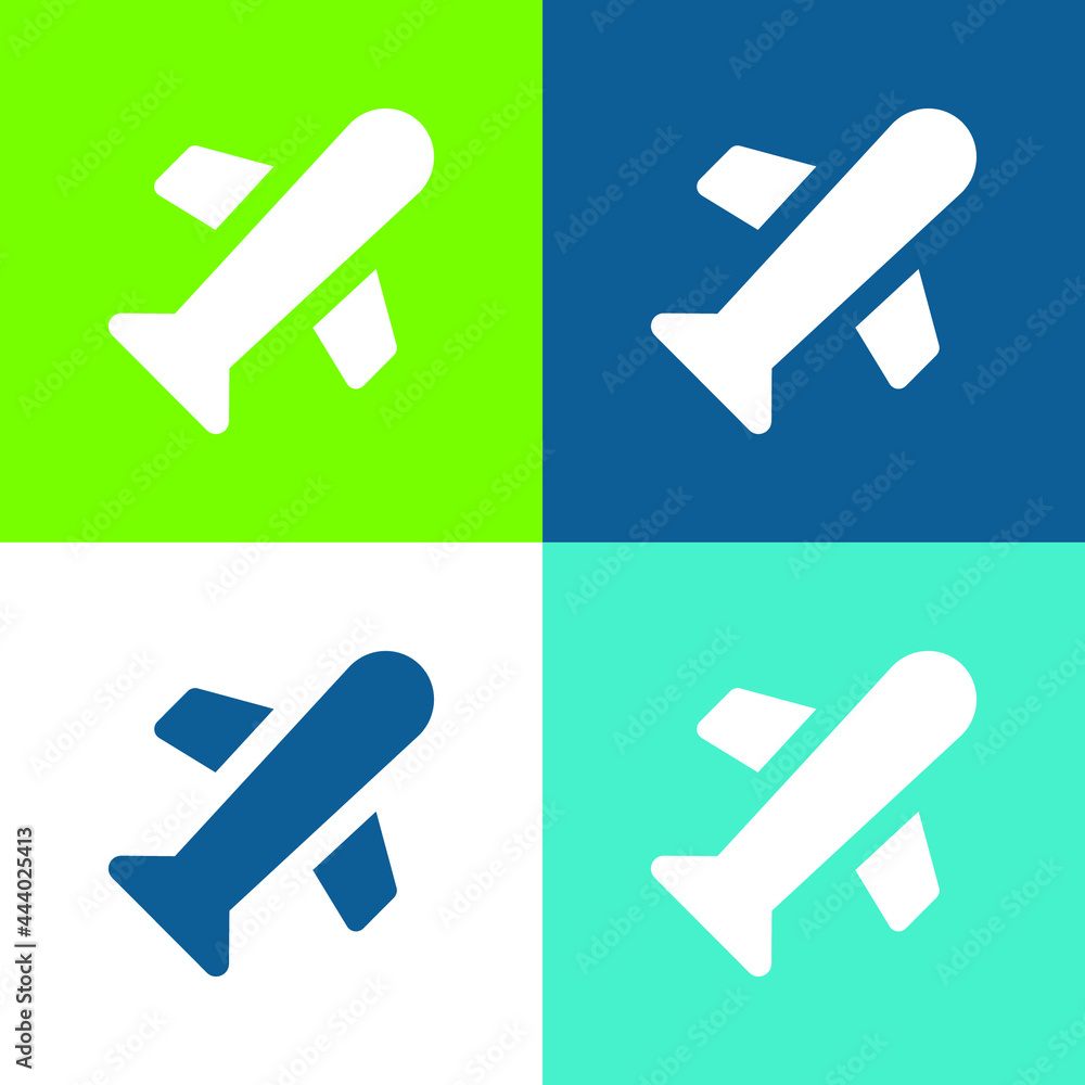 Airplane Flat four color minimal icon set Airplane Flat four color minimal icon set