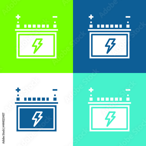 Battery Flat four color minimal icon set