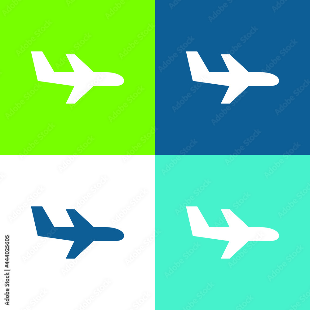 Aeroplane Flying Flat four color minimal icon set