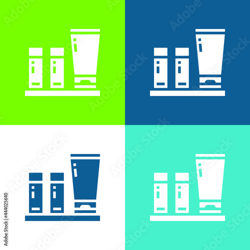 Amenities Flat four color minimal icon set