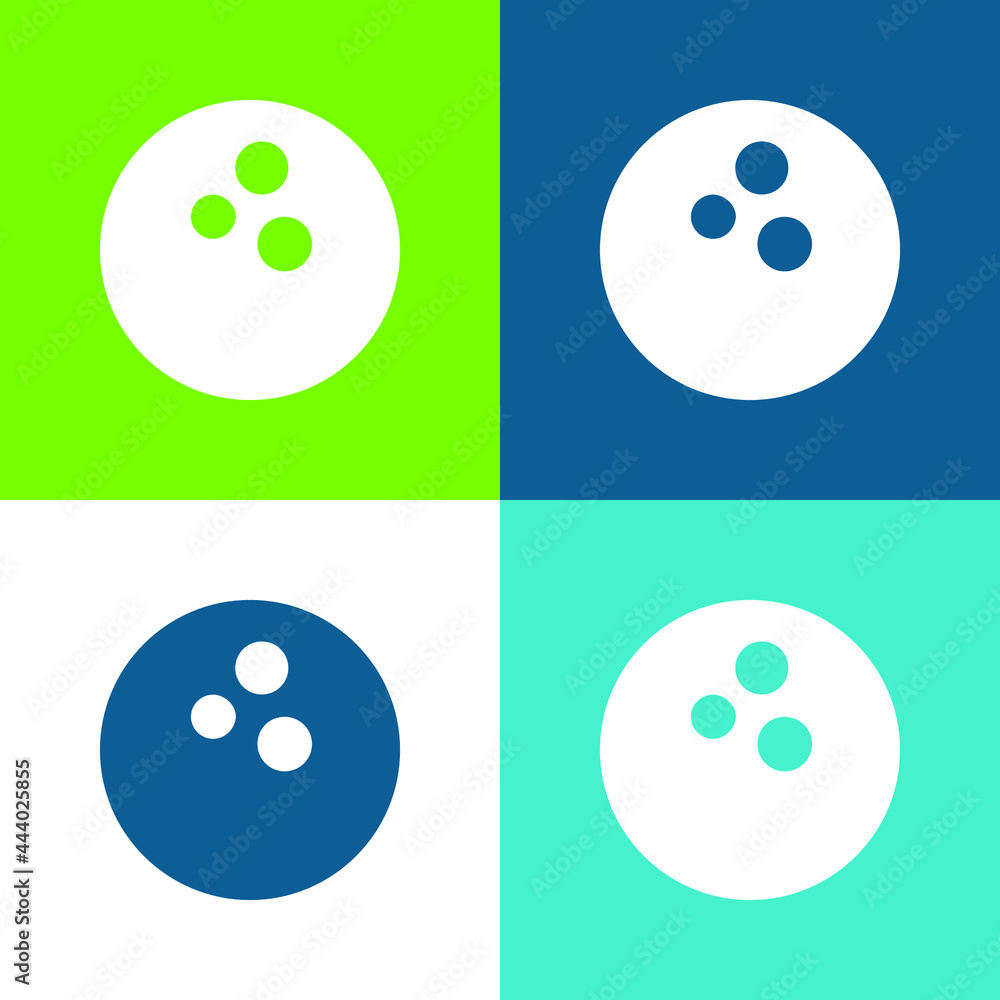 Bowling Ball Flat four color minimal icon set Bowling Ball Flat four color minimal icon set