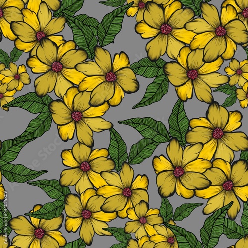  yellow flowers digital illustration pattern