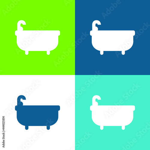 Bathtube Flat four color minimal icon set