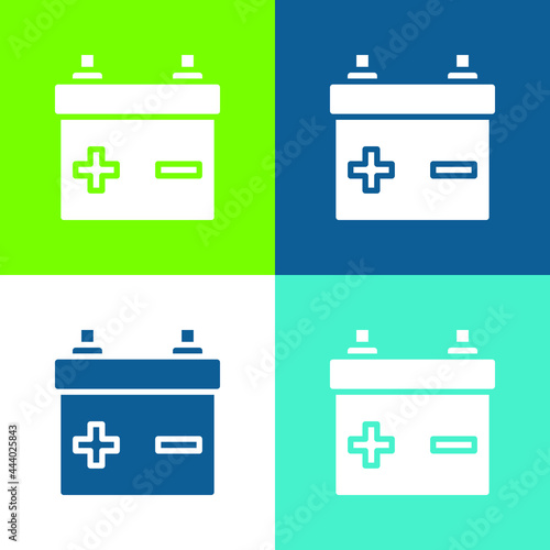 Battery Flat four color minimal icon set