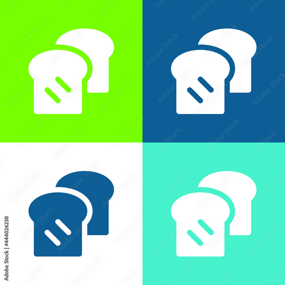 Bread Flat four color minimal icon set