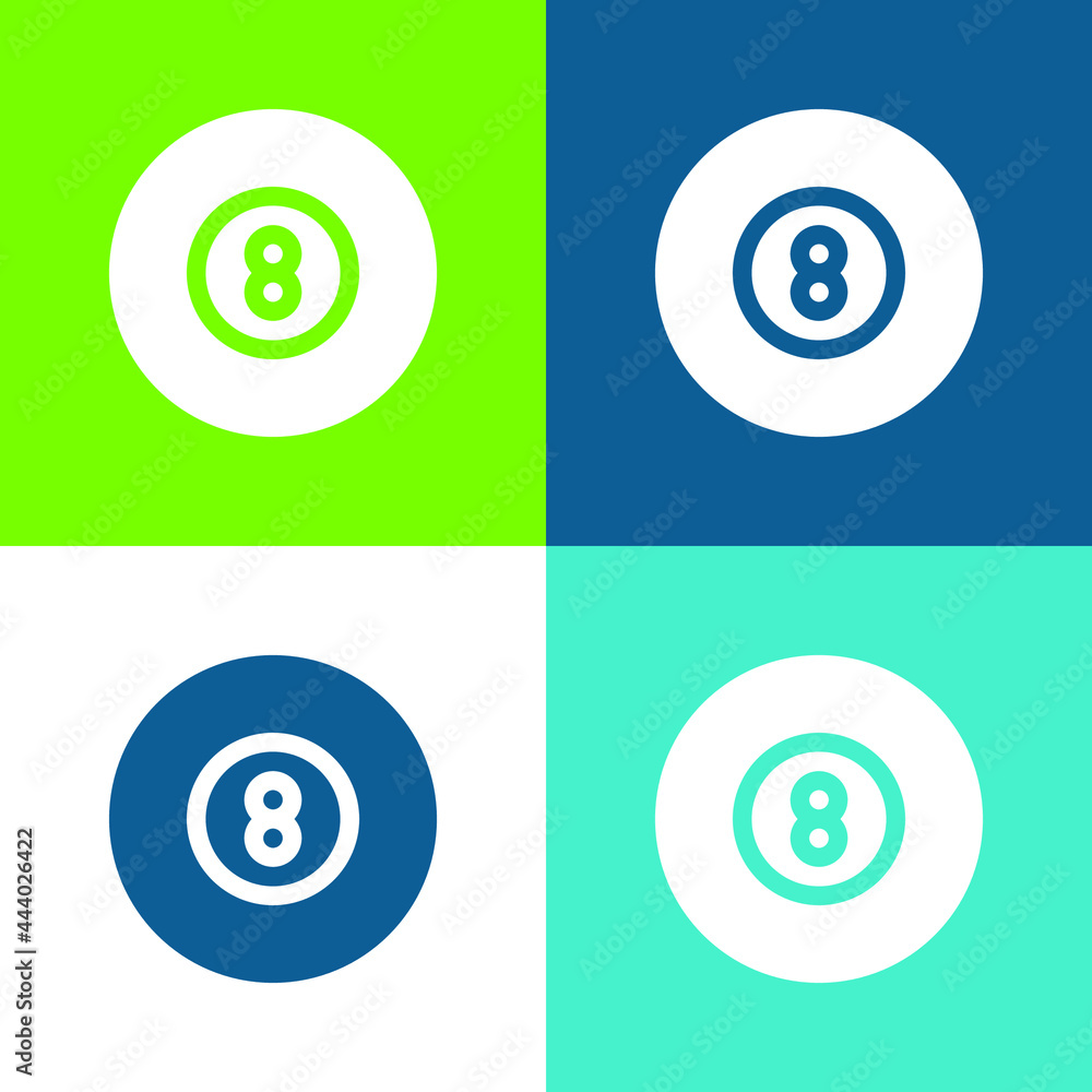 Billiard Flat four color minimal icon set Billiard Flat four color minimal icon set