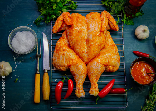 Spatchcock chicken ready for the barbeque