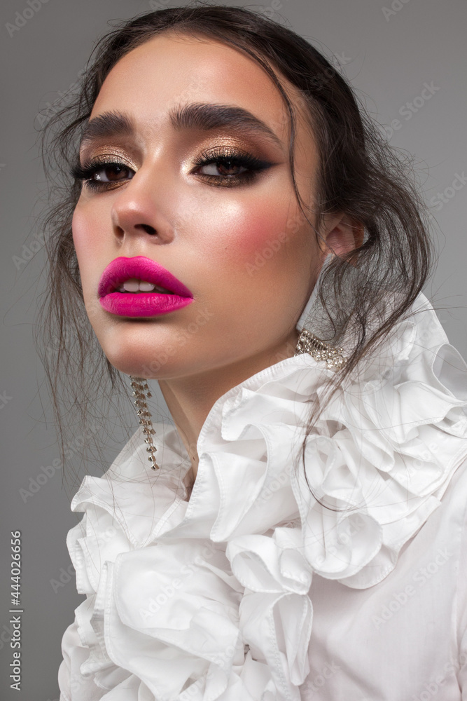 young model with professional make up and trendy hairstyle young model with professional make up and trendy hairstyle
