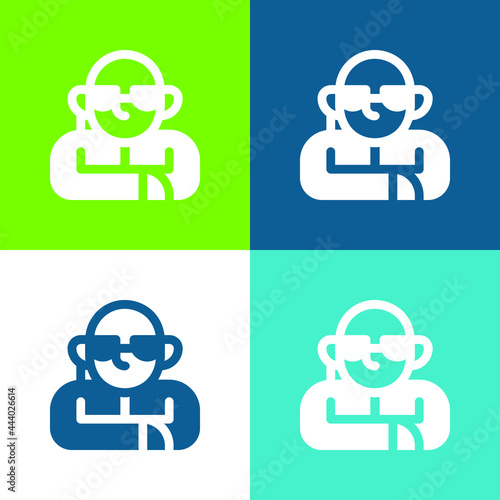 Bodyguard Flat four color minimal icon set
