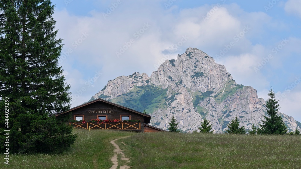Cottage on mountain Grun and Rozsutec mountain, Little Fatra, Slovakia