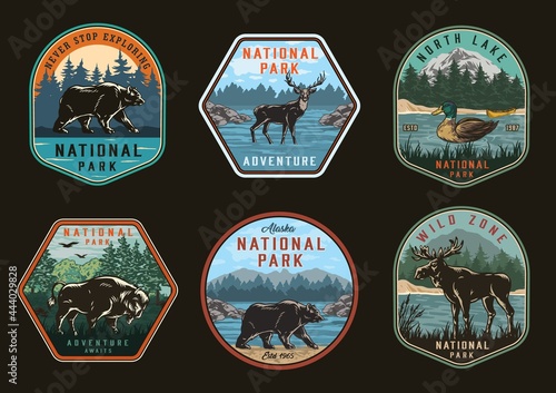 National park vintage colorful emblems