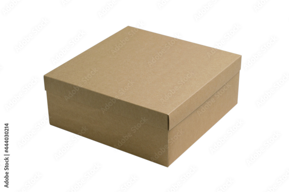 Craft box isolate on a white background. Background with place for text. Delivery and holidays concept.
