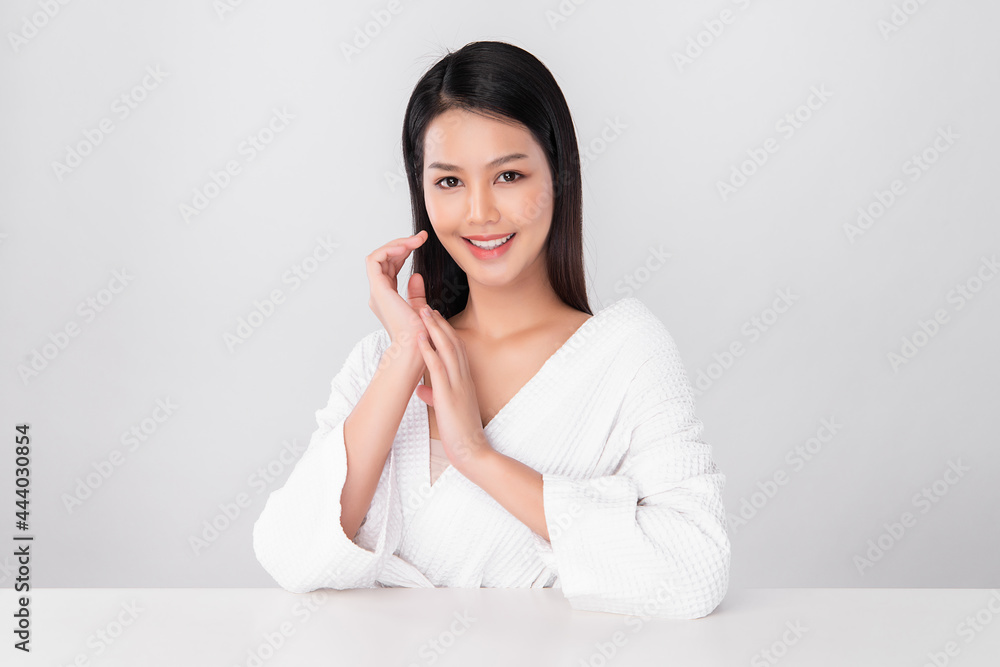 Beautiful young asian woman with clean fresh skin on white background, Face care, Facial treatment, Cosmetology, beauty and spa, Asian women portrait. Beautiful young asian woman with clean fresh skin on white background, Face care, Facial treatment, Cosmetology, beauty and spa, Asian women portrait.