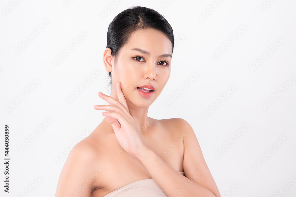 Beautiful young asian woman with clean fresh skin on white background, Face care, Facial treatment, Cosmetology, beauty and spa, Asian women portrait. Beautiful young asian woman with clean fresh skin on white background, Face care, Facial treatment, Cosmetology, beauty and spa, Asian women portrait.