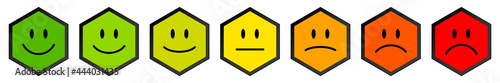 Sieben Waben Feedback Gesichter Schwarzer Rahmen Grün Zu Rot
